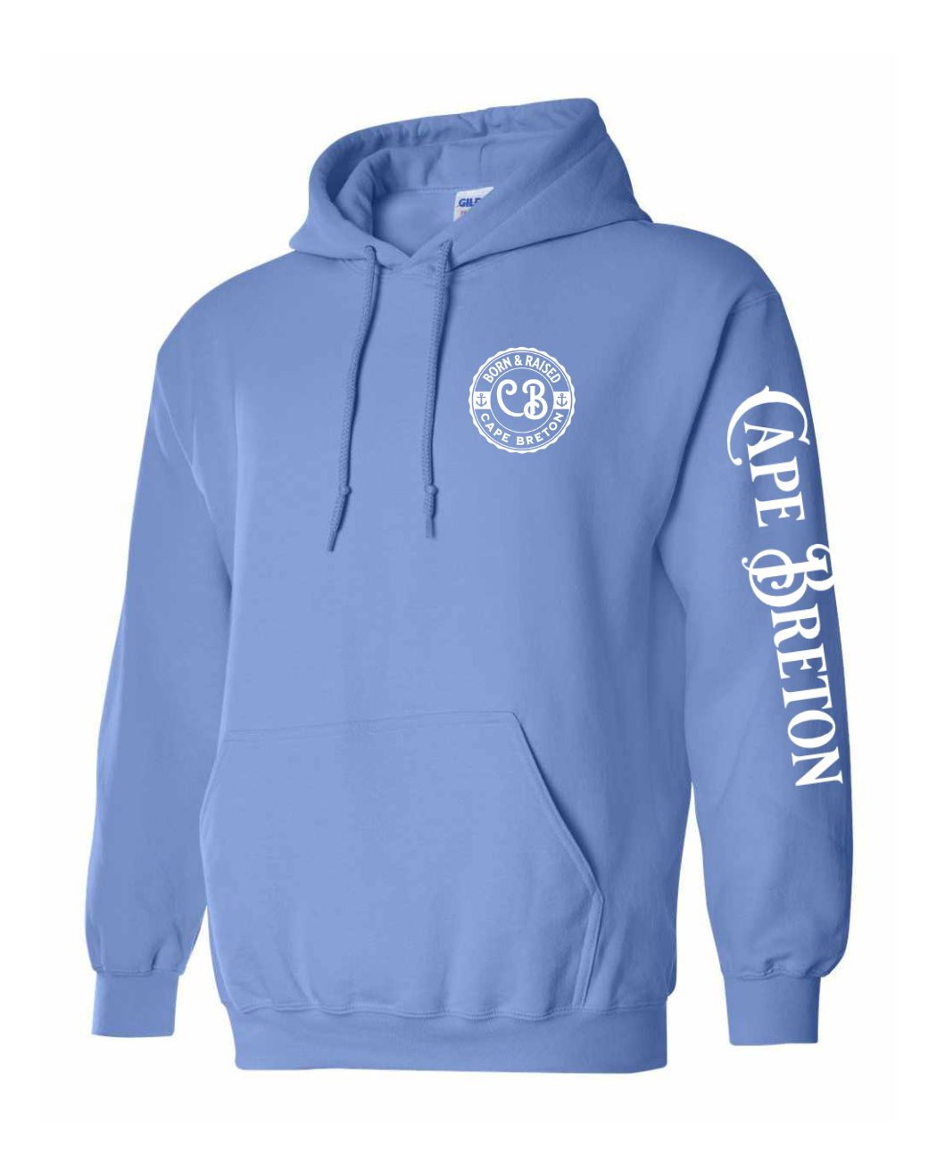 Born and Raised Cape Breton Left chest and Sleeve Pullover Hoodie