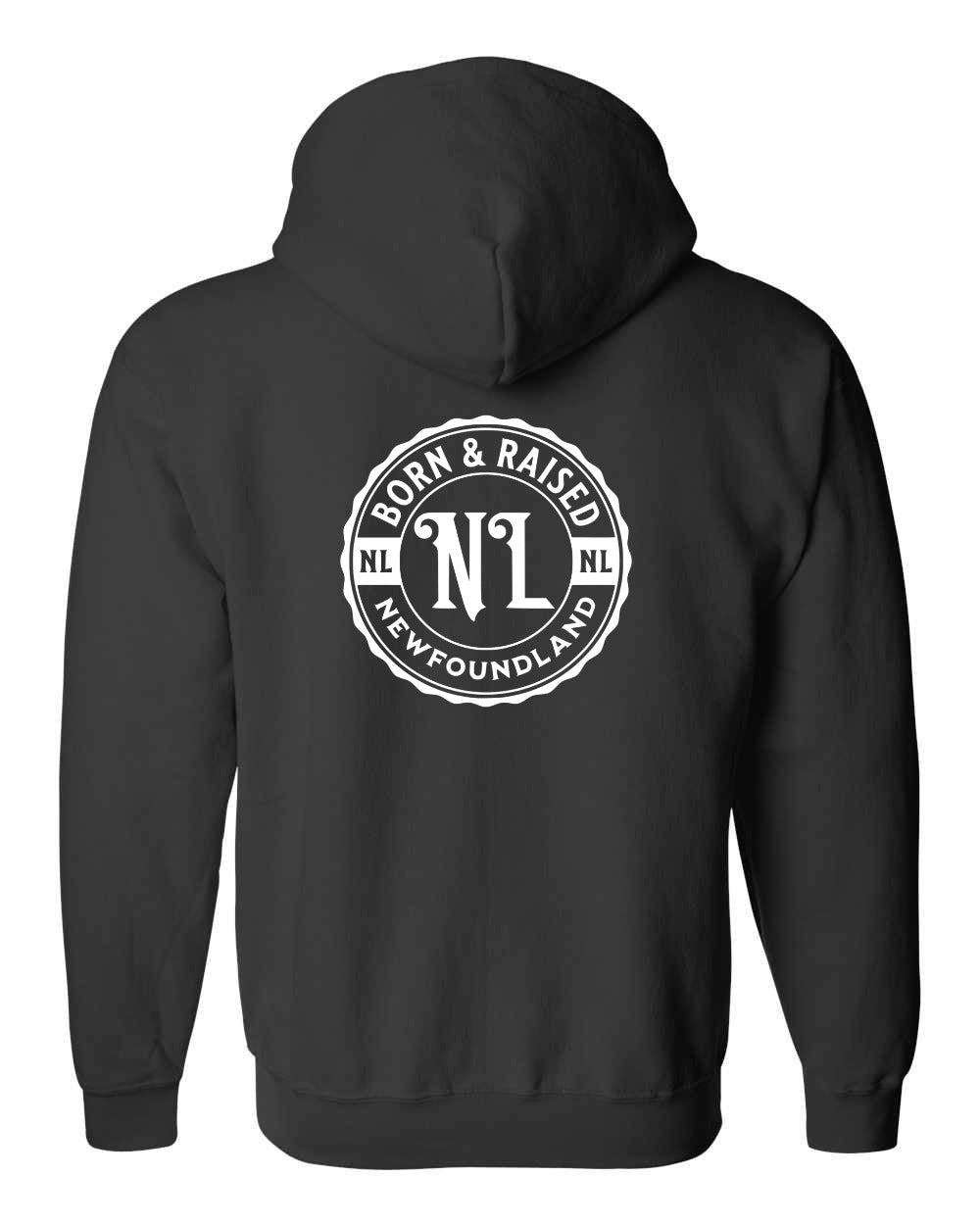 Born & Raised Newfoundland Left Chest And Back Zip Hoodie