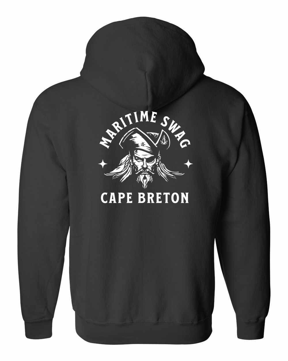 Maritime Swag Cape Breton Pirate Left Chest and Back Zip Hoodie