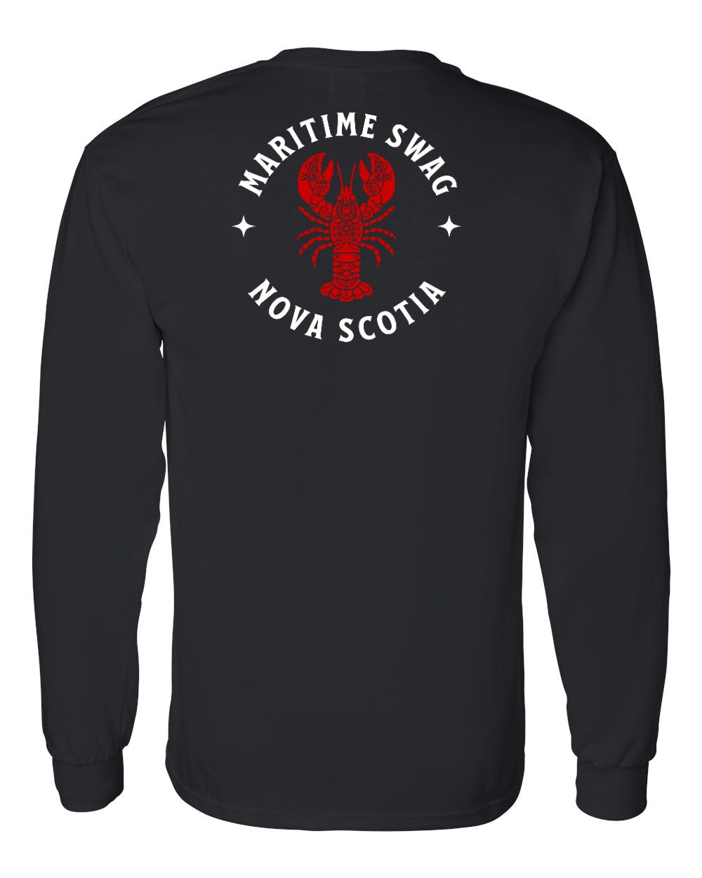 Maritime Swag Nova Scotia Mandala Red Lobster Left Chest and Back Long Sleeve Tee