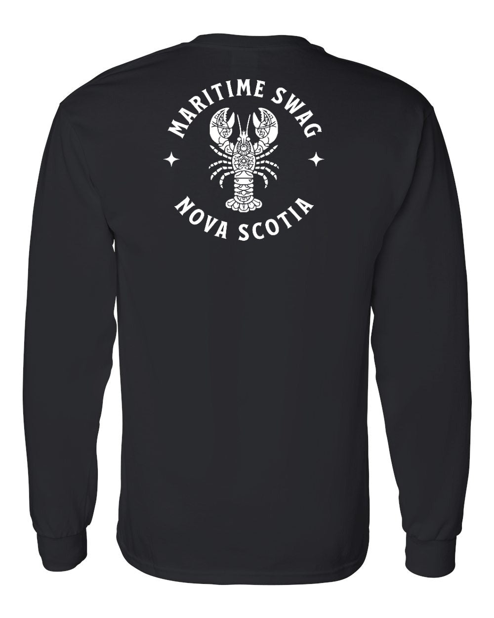 Maritime Swag Nova Scotia Mandala white Lobster Left Chest and Back Long Sleeve Tee