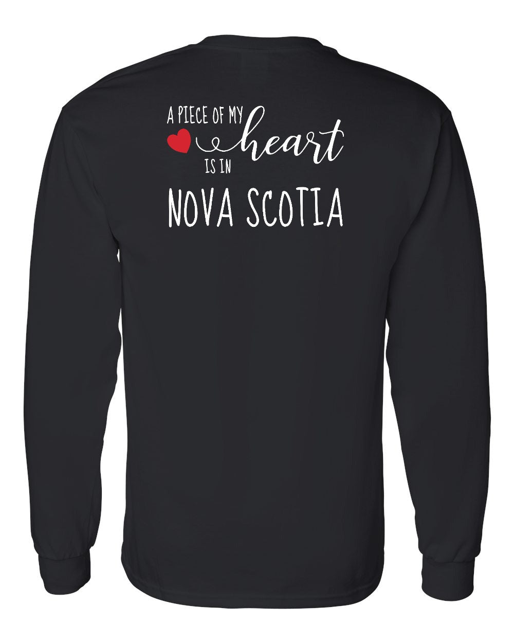 A piece of My heart in Nova Scotia (Red Heart) Left Chest and Back Long Sleeve Tee