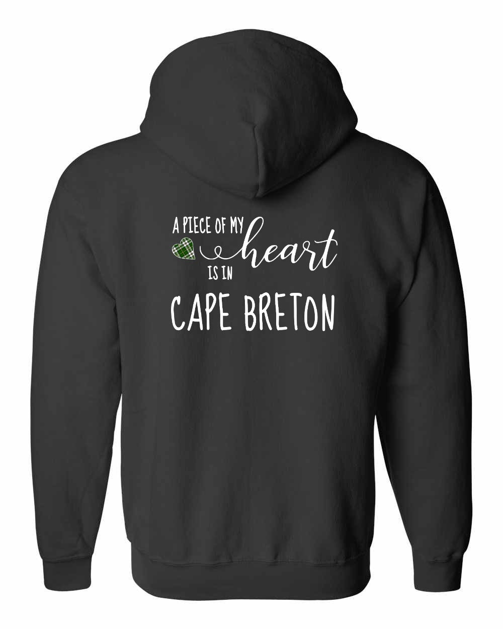 A piece of My heart in Cape Breton (Tartan Heart) Left Chest and Back Zip Hoodie