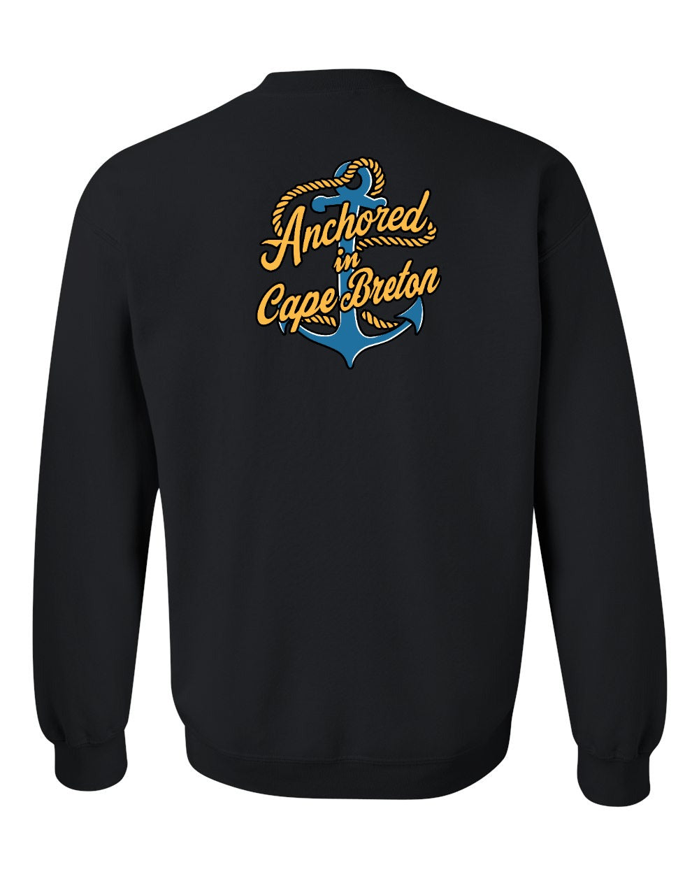 Anchored in Cape Breton (New Design) Left Chest and Back Crewneck Sweatshirt