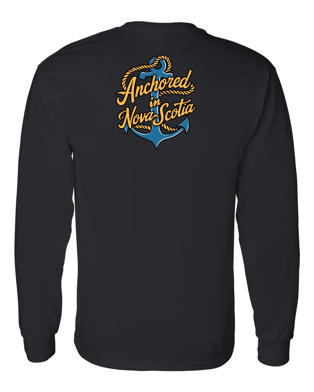 Anchored in Nova Scotia (New Design) Left Chest and Back Long Sleeve Tee
