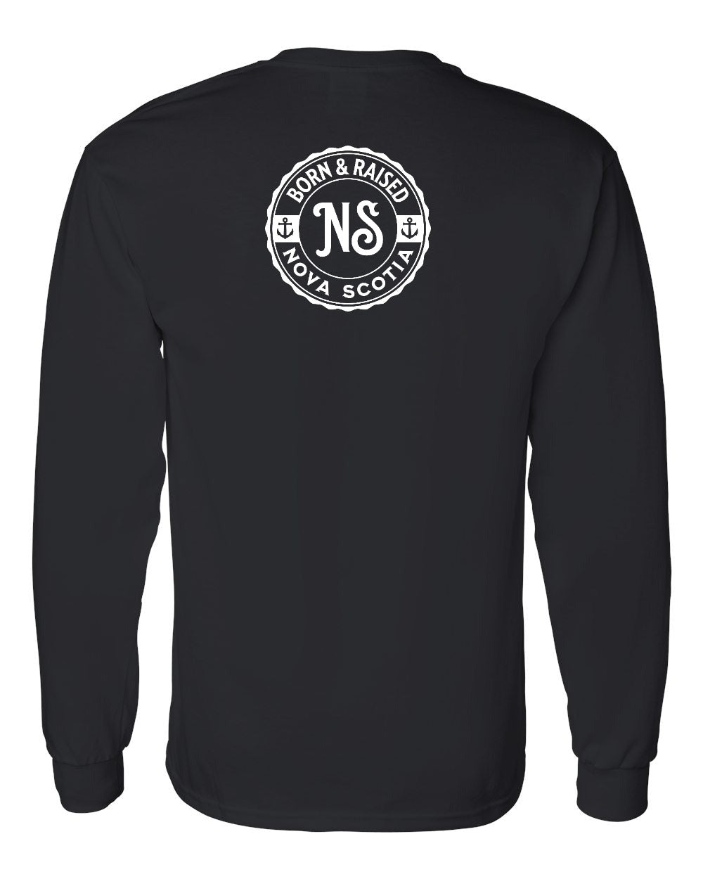 Born & Raised Nova Scotia Left Chest and Back Long Sleeve Tee