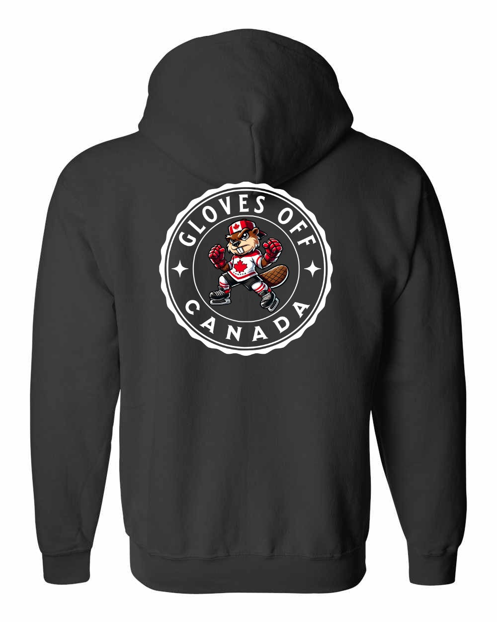 Gloves Off Beaver Left Chest and Back Zip Hoodie - Gildan Canada (sewn Internationally)