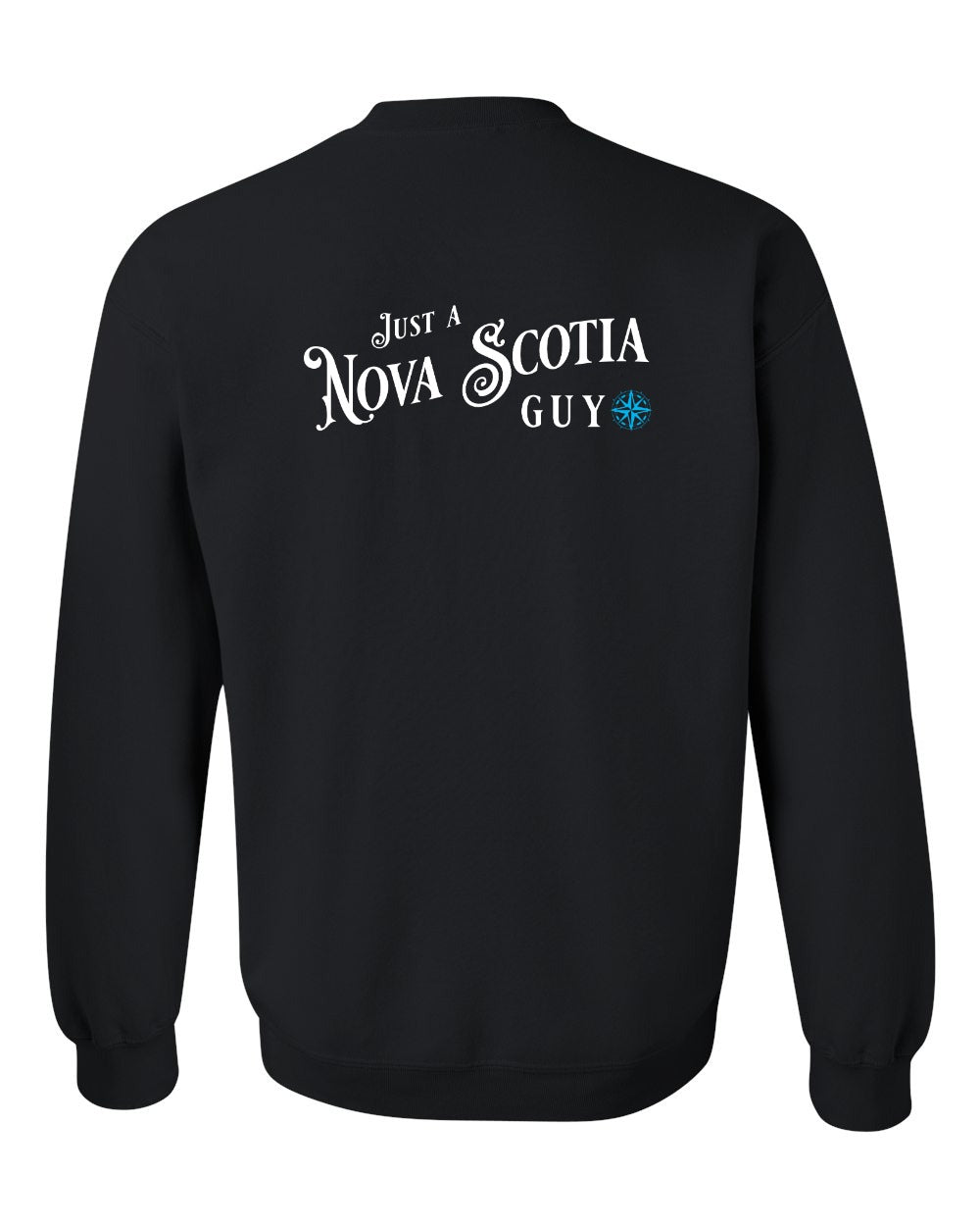 Just a Nova Scotia Guy blue Left Chest and Back crew-neck