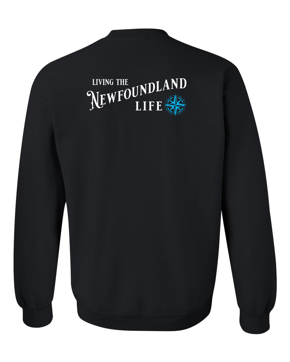 Living the Newfoundland Life blue Left Chest and Back Crewneck Sweatshirt