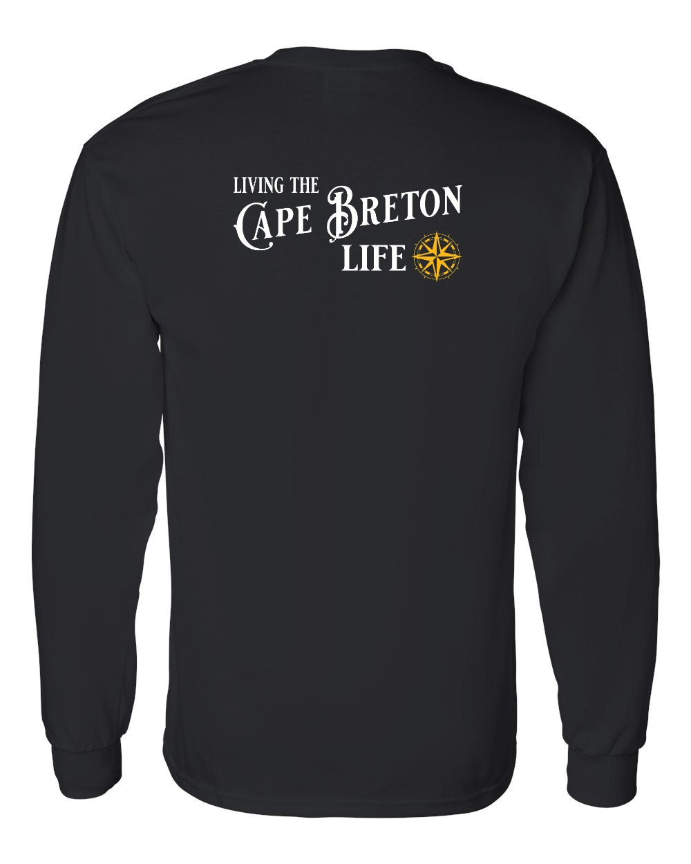 Living the Cape Breton Life yellow Left Chest and Back Long Sleeve Tee