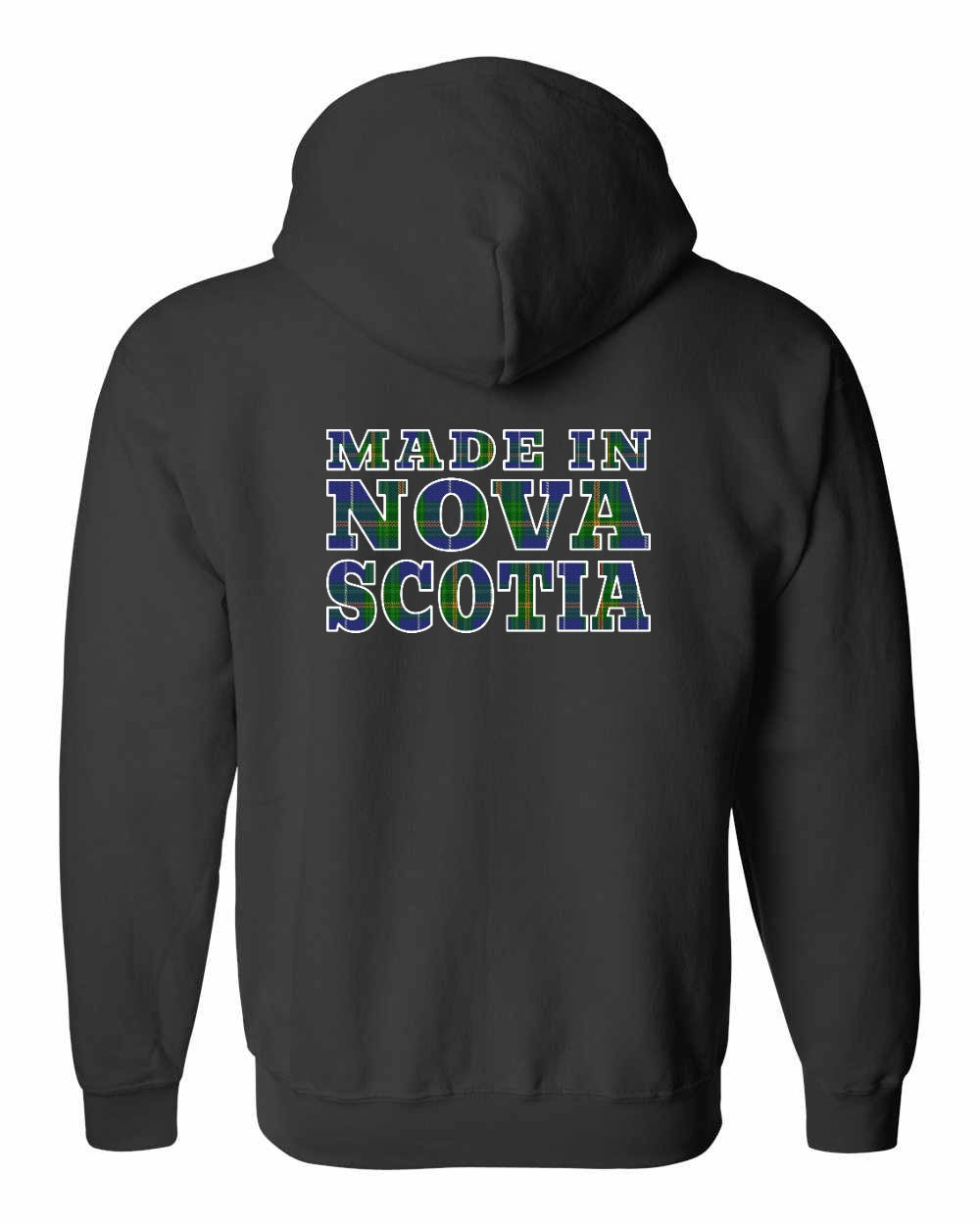 Made In Nova Scotia ( Tartan Lettering) Left Chest and Back zip-hoodie