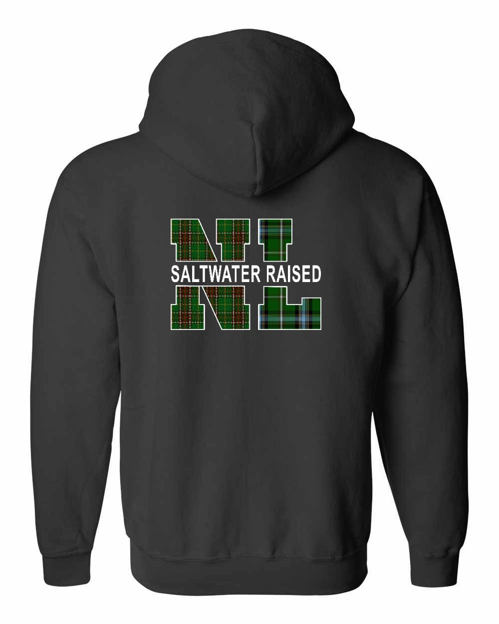 Newfoundland and Labrador Saltwater Raised Left Chest and Back Zip Hoodie