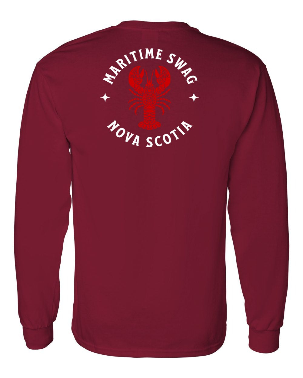 Maritime Swag Nova Scotia Mandala Red Lobster Left Chest and Back Long Sleeve Tee