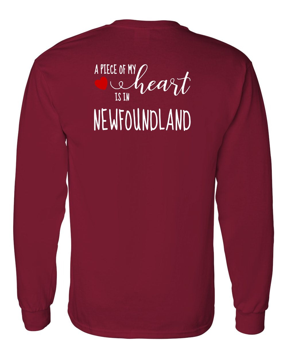 A piece of My heart in Newfoundland (Red Heart) Left Chest and Back Long Sleeve