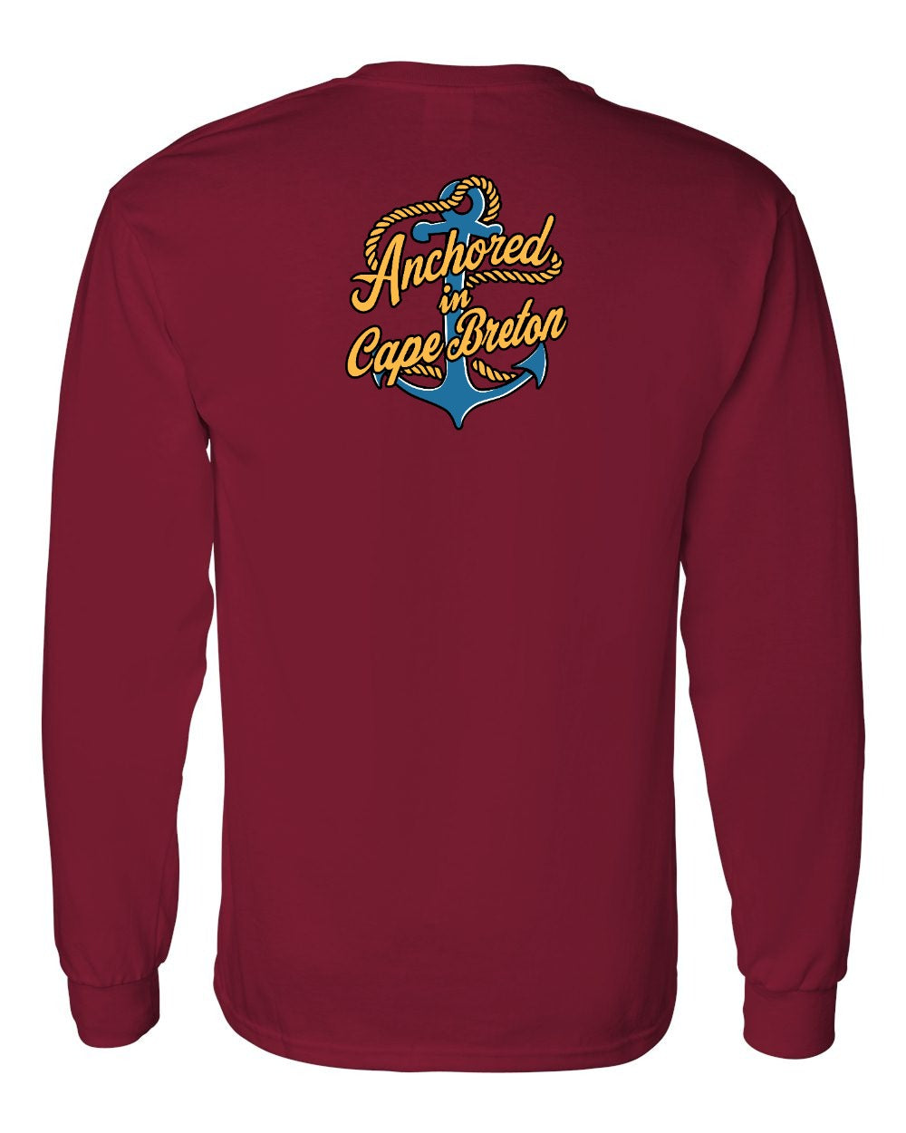 Anchored in Cape Breton (New Design) Left Chest and Back Long Sleeve Tee