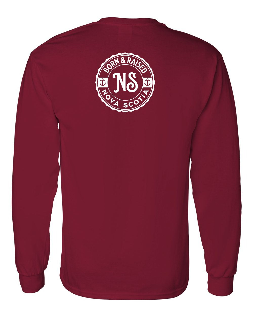 Born & Raised Nova Scotia Left Chest and Back Long Sleeve Tee