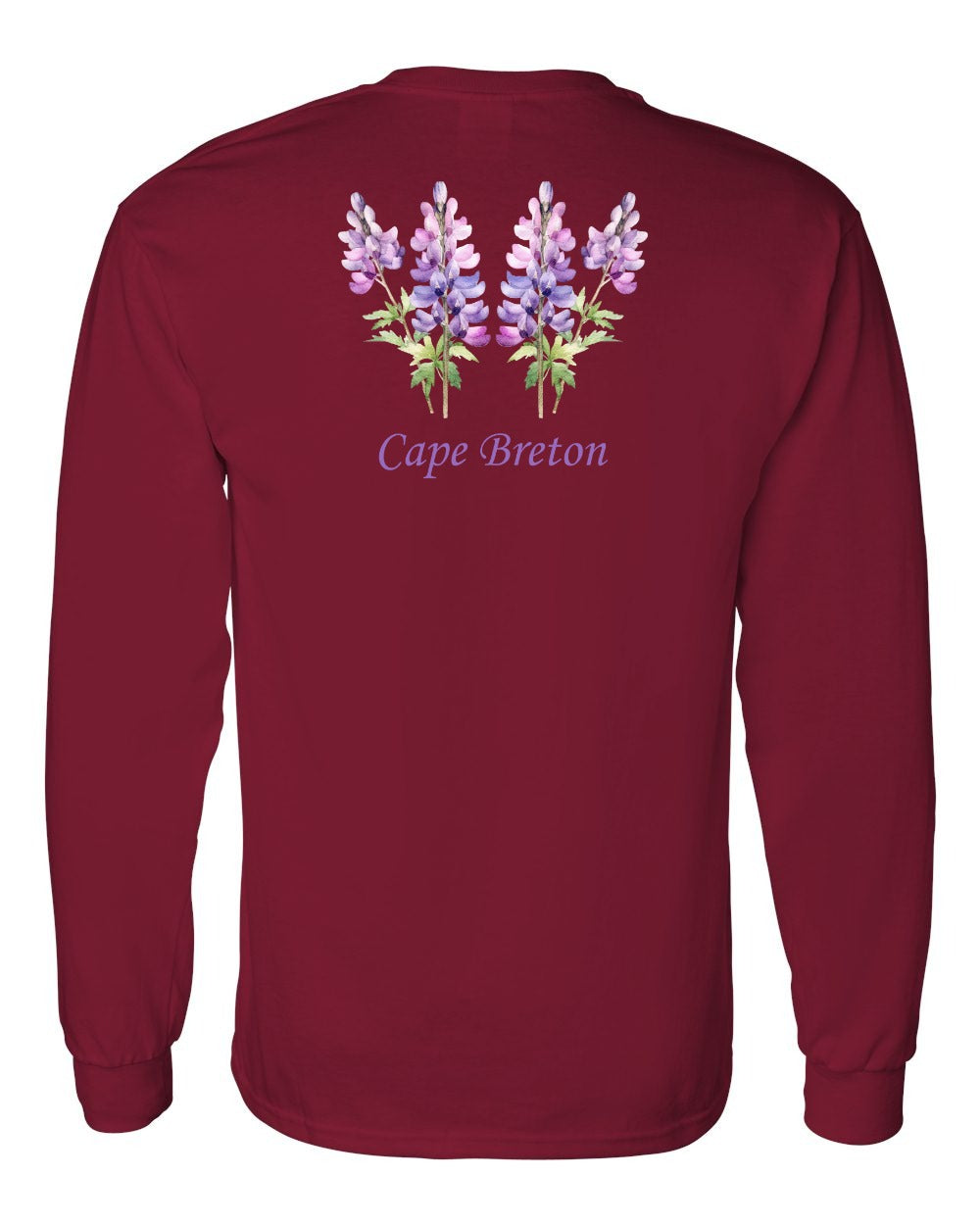 Cape Breton Lupin Left Chest and Back Long Sleeve Tee