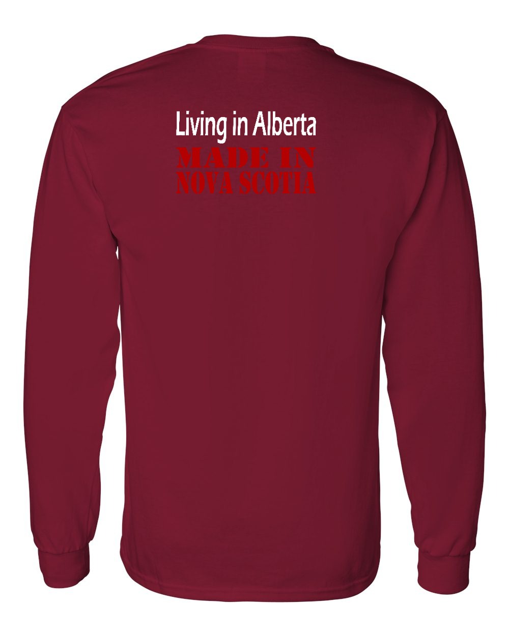 Living Alberta Made in Nova Scotia Left Chest and Back Long Sleeve Tee