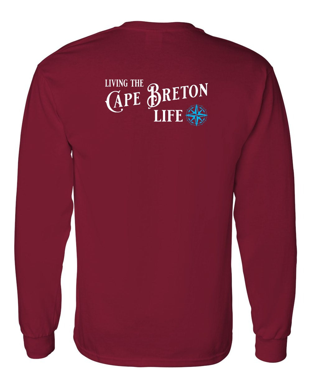 Living the Cape Breton Life blue Left Chest and Back Long Sleeve Tee