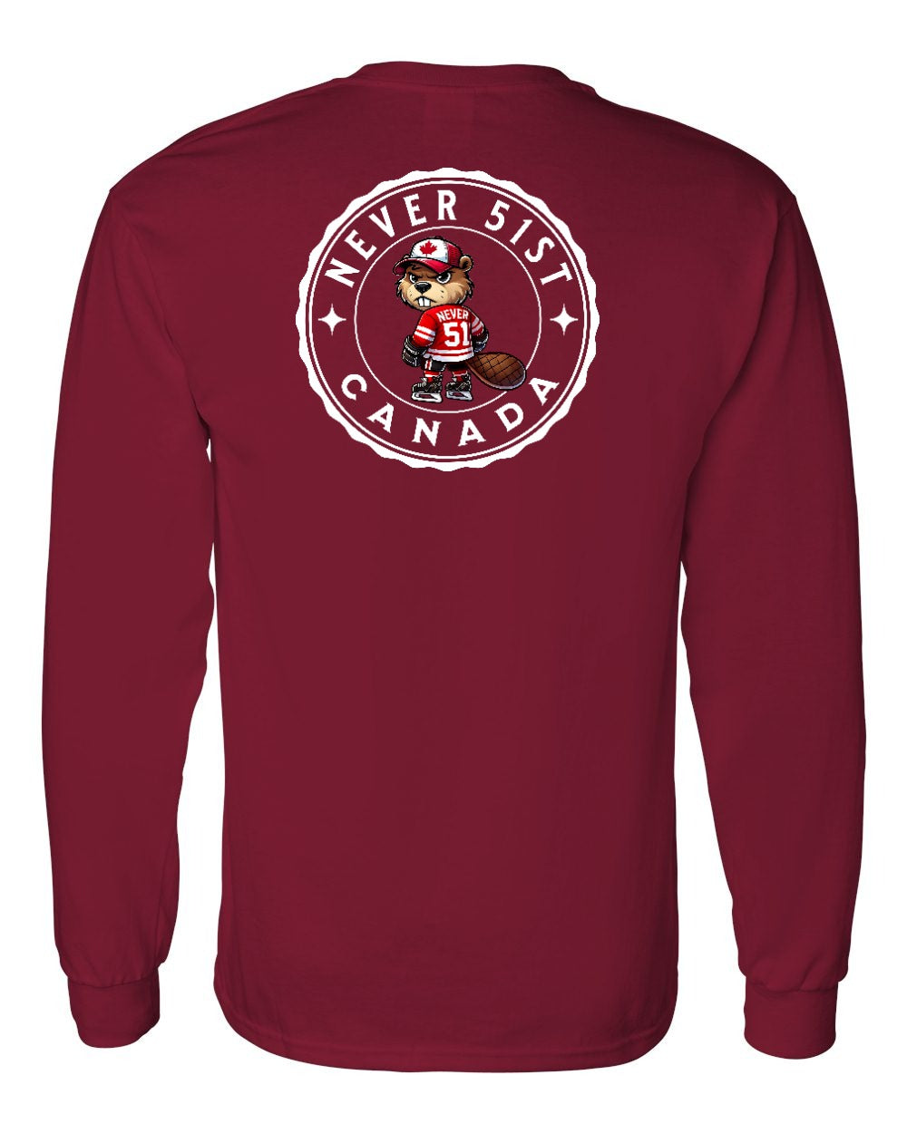 Never 51st Beaver Left Chest and Back Long Sleeve