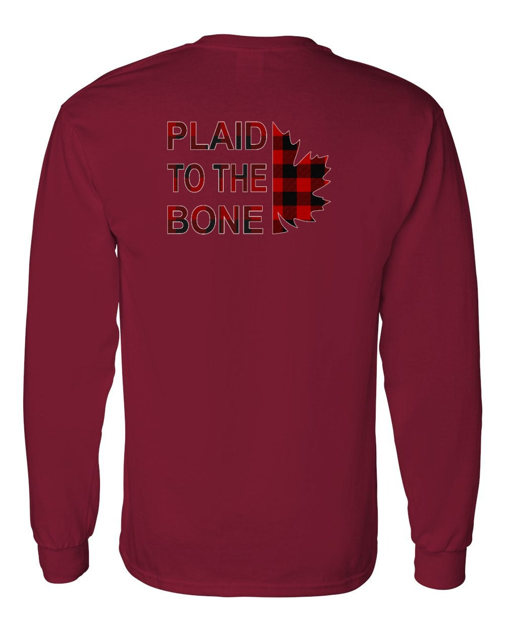 Plaid to the Bone Stacked Leaf Left Chest and Back Long Sleeve