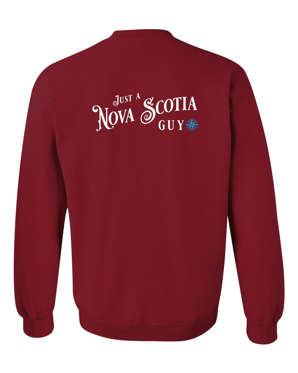 Just a Nova Scotia Guy blue Left Chest and Back crew-neck