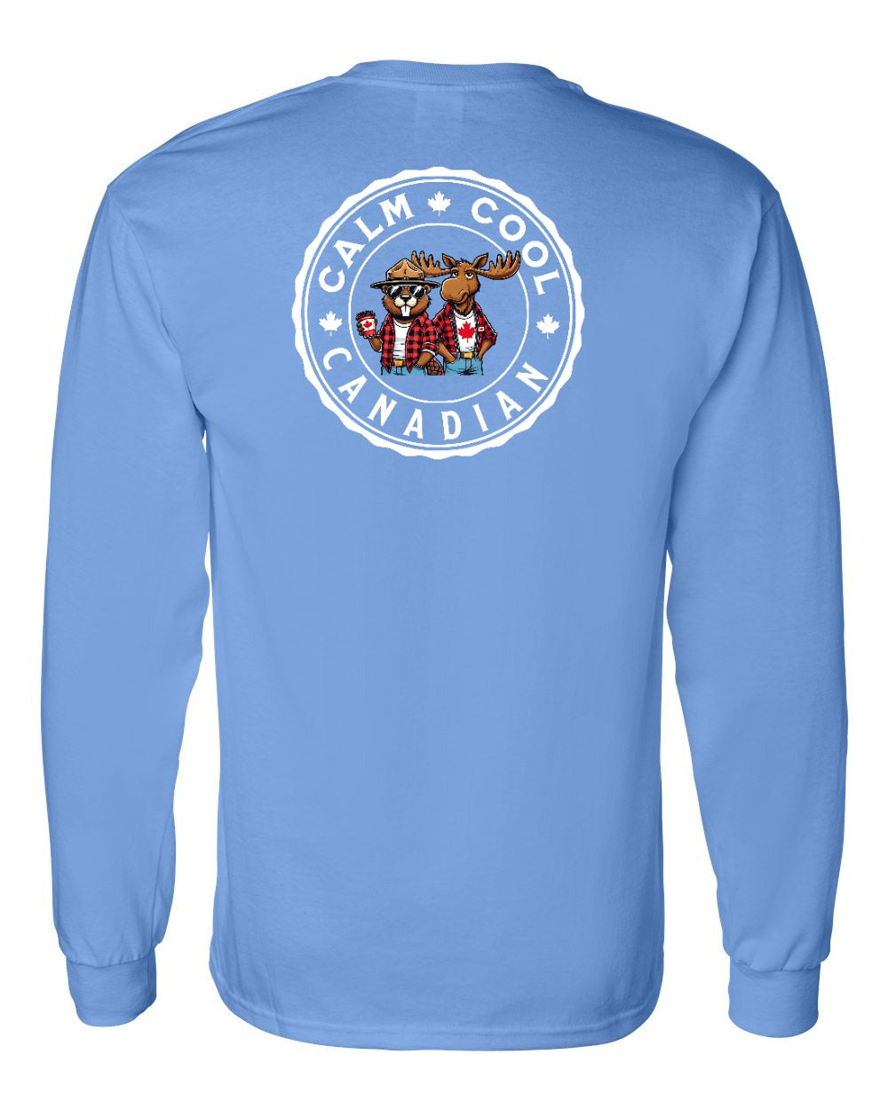 Calm Cool Moose and Beaver Left Chest and Back Long Sleeve