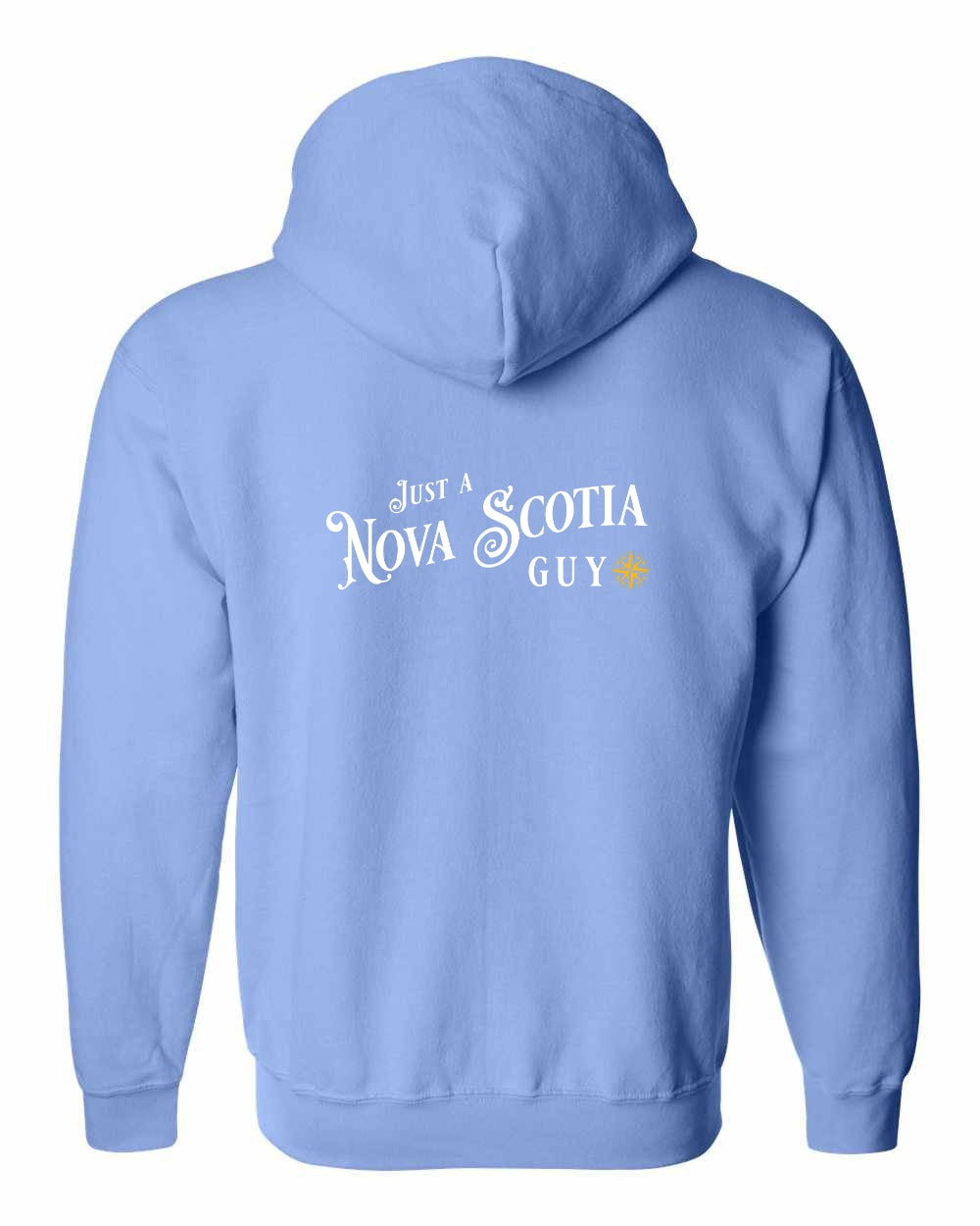 Just a Nova Scotia Guy yellow Left Chest and Back zip-hoodie