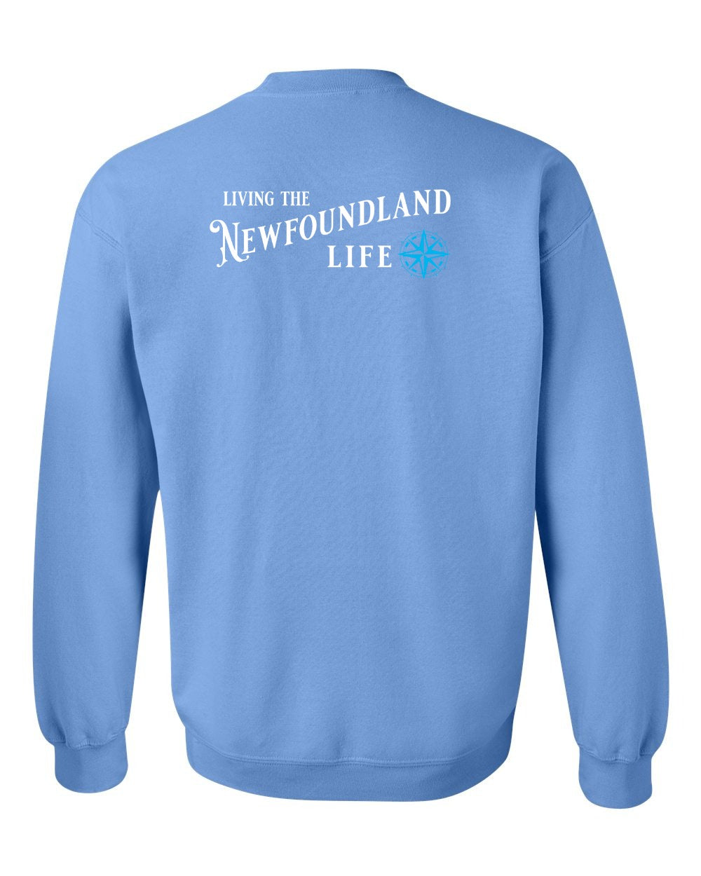 Living the Newfoundland Life blue Left Chest and Back Crewneck Sweatshirt