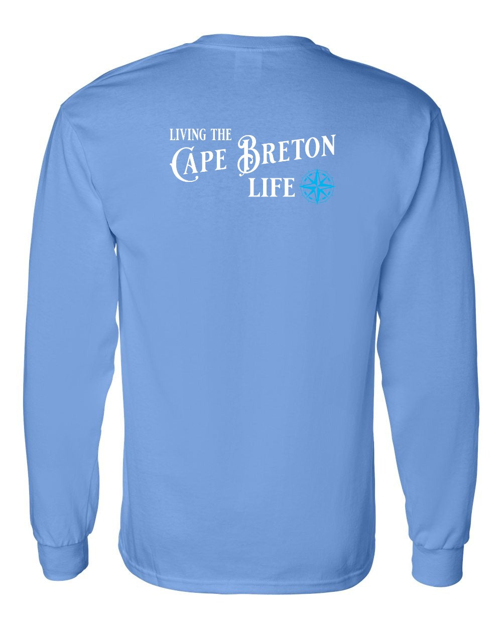 Living the Cape Breton Life blue Left Chest and Back Long Sleeve Tee