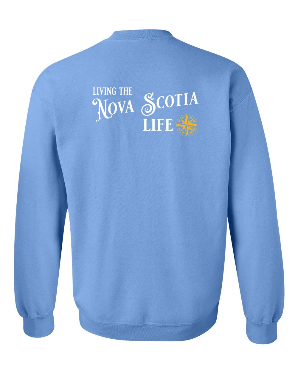 Living the Nova Scotia Life yellow Left Chest and Back crew-neck