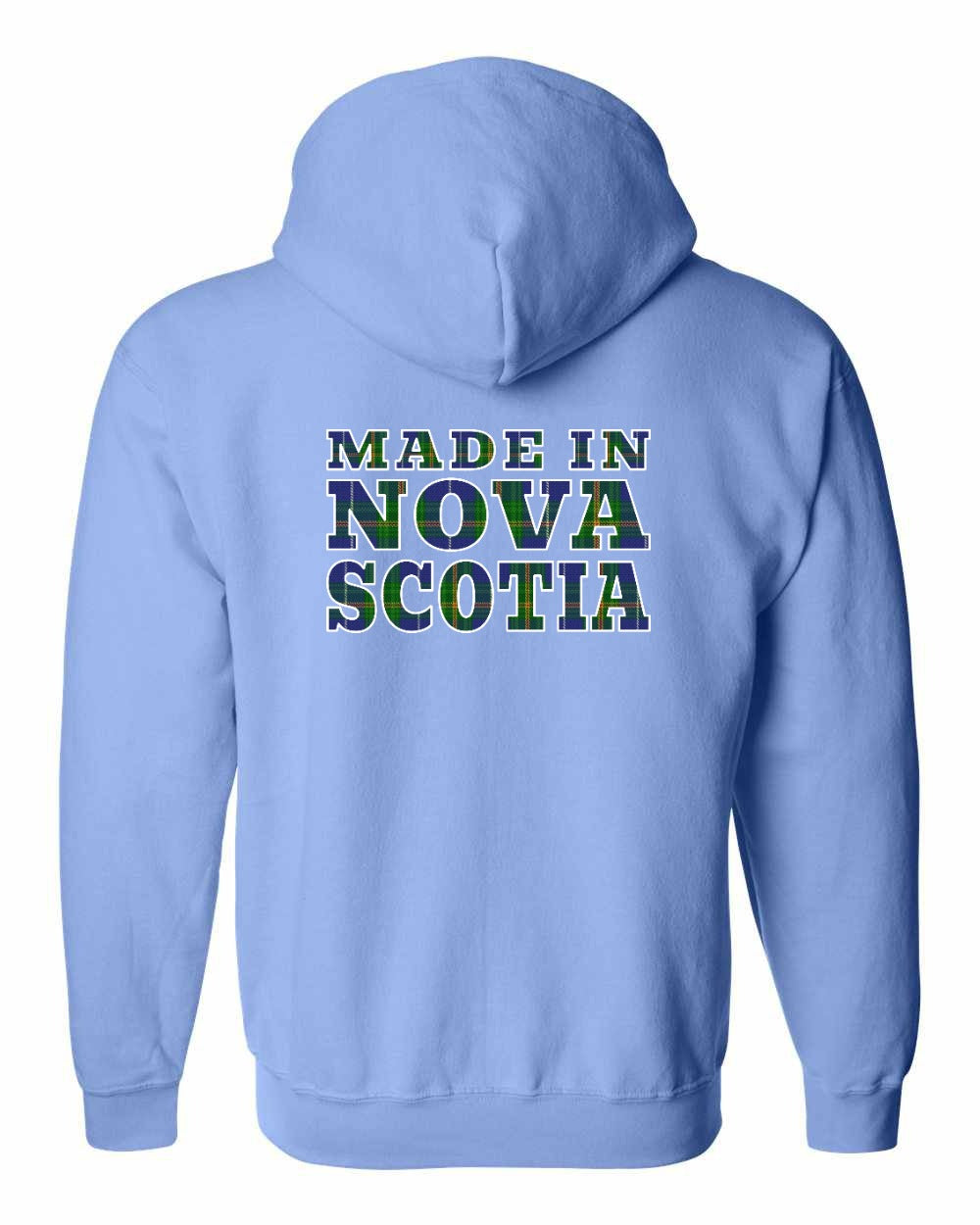 Made In Nova Scotia ( Tartan Lettering) Left Chest and Back zip-hoodie