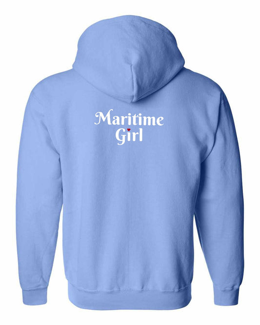 Maritime Girl Heart Dot Left Chest & Back Zip Hoodie