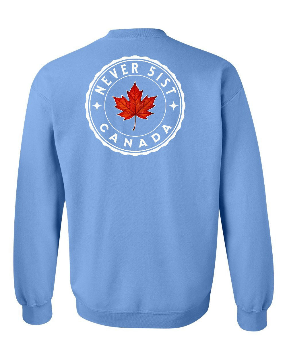 Never 51st Leaf Left Chest and Back Crewneck - Gildan Canada (sewn Internationally)