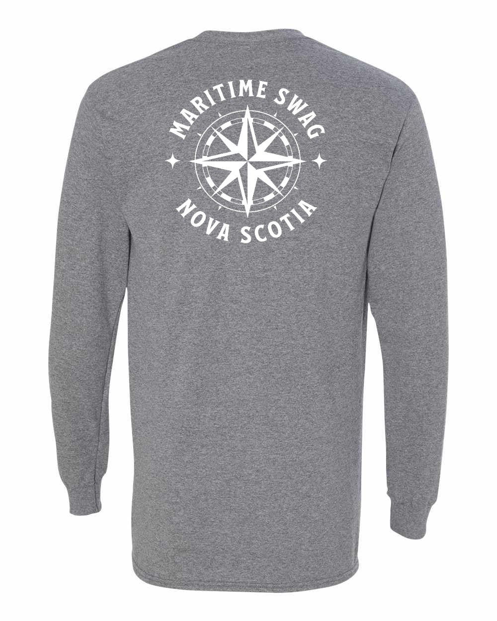 Maritime Swag Nova Scotia Compass Left Chest and Back Long Sleeve Tee