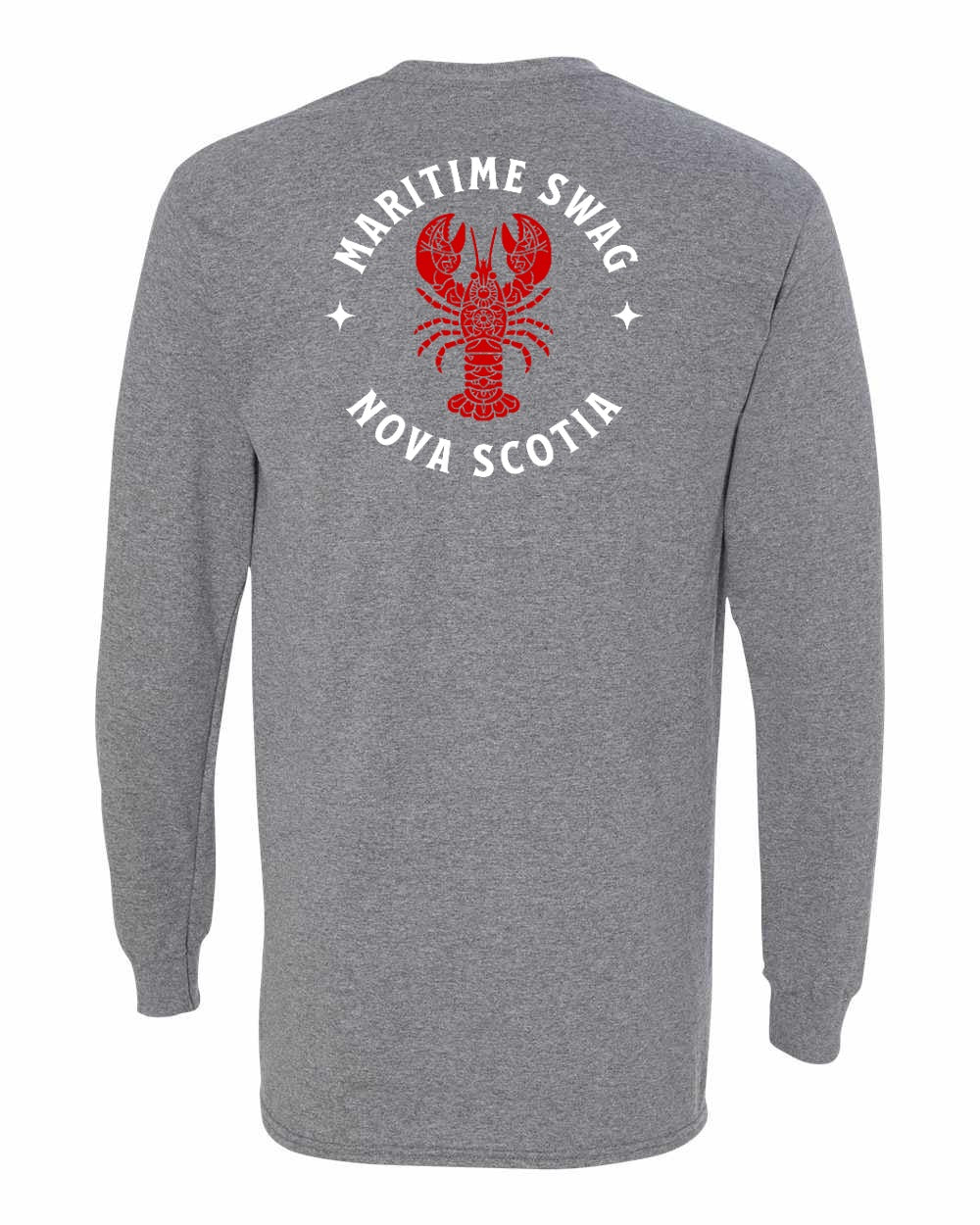 Maritime Swag Nova Scotia Mandala Red Lobster Left Chest and Back Long Sleeve Tee