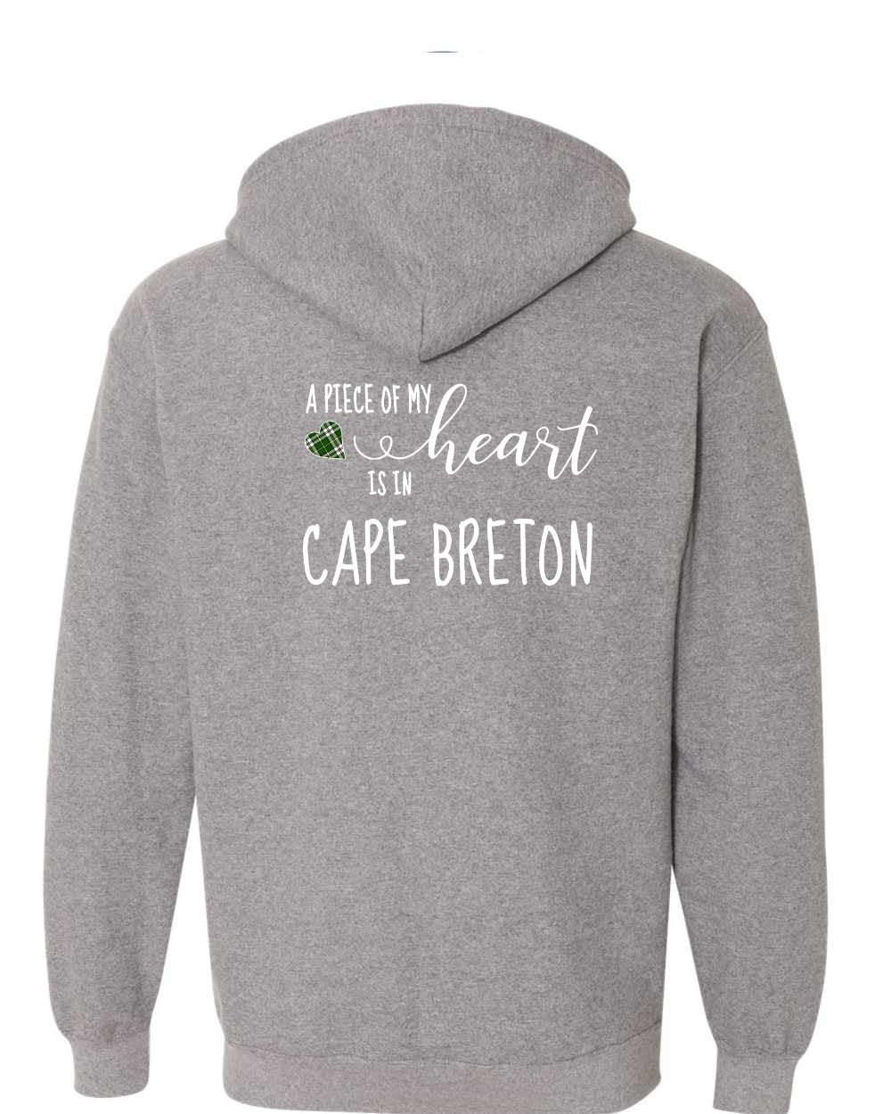 A piece of My heart in Cape Breton (Tartan Heart) Left Chest and Back Zip Hoodie