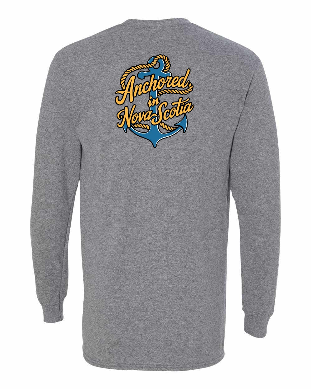 Anchored in Nova Scotia (New Design) Left Chest and Back Long Sleeve Tee