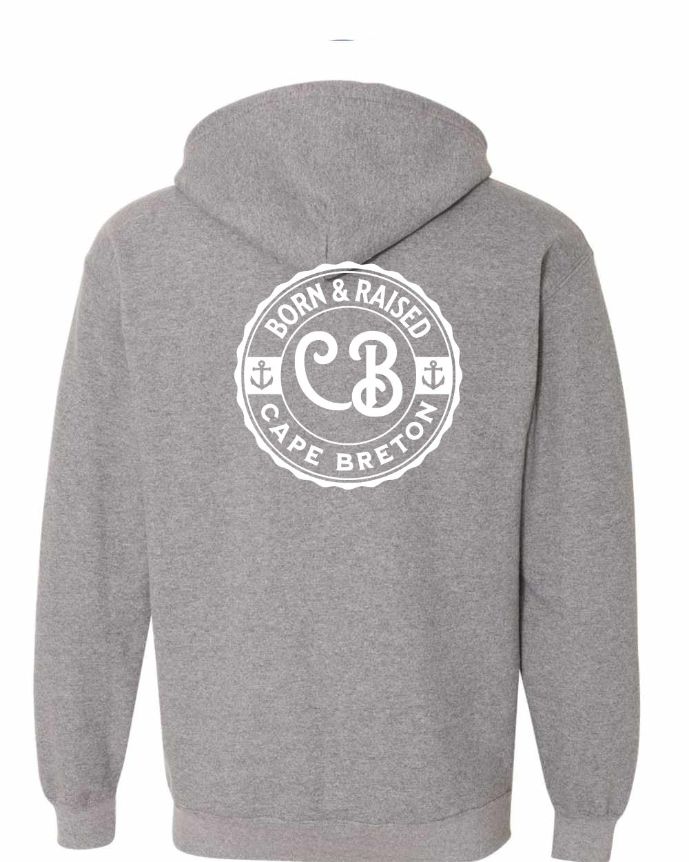 Born & Raised Cape Breton Left Chest and Back Zip Hoodie