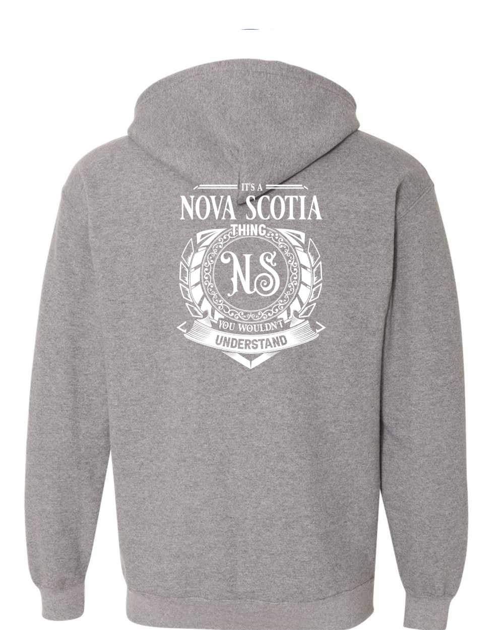 It's A Nova Scotia Thing Left Chest and Back zip-hoodie