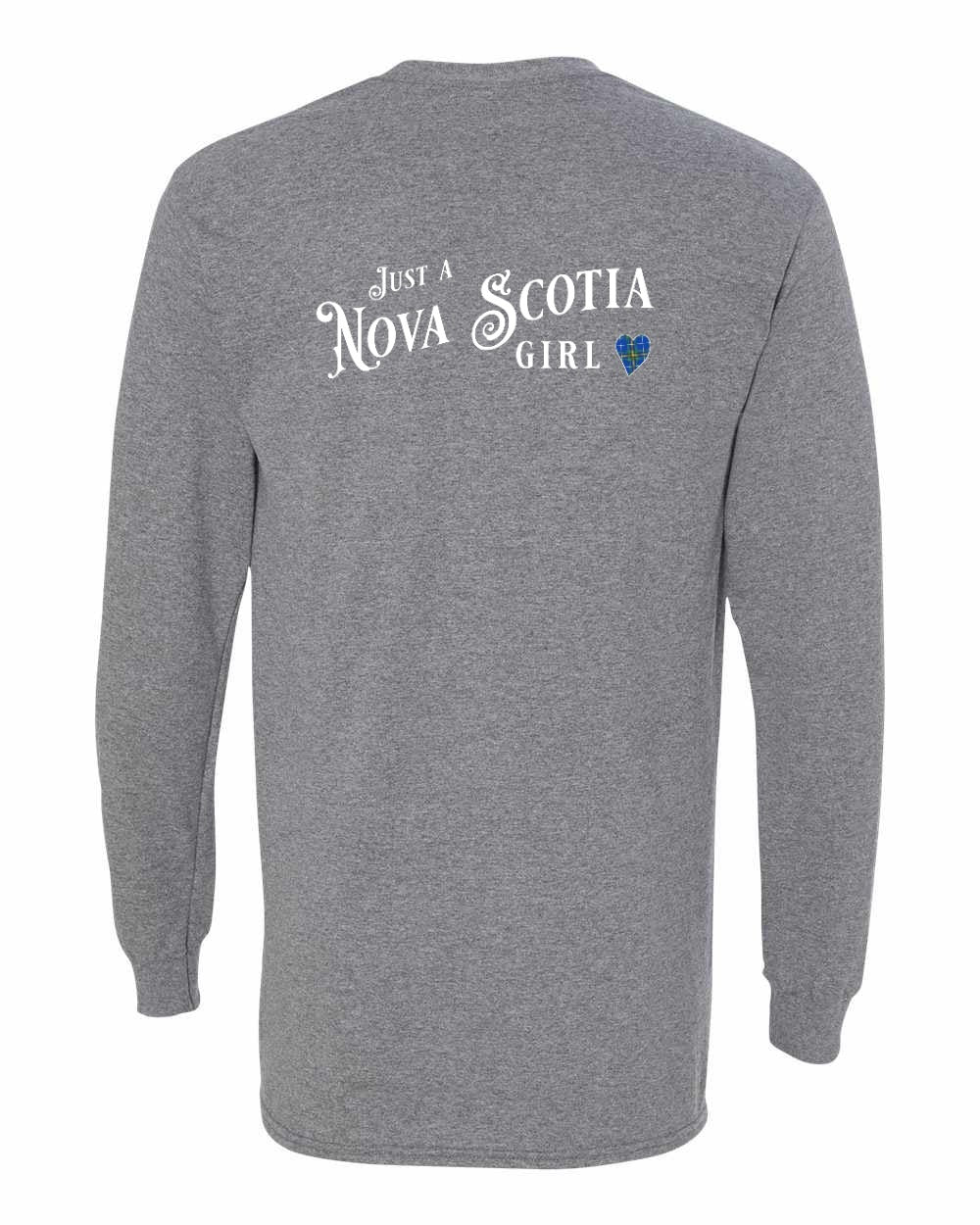 Just a Nova Scotia Girl Tartan Left Chest and Back Long Sleeve Tee
