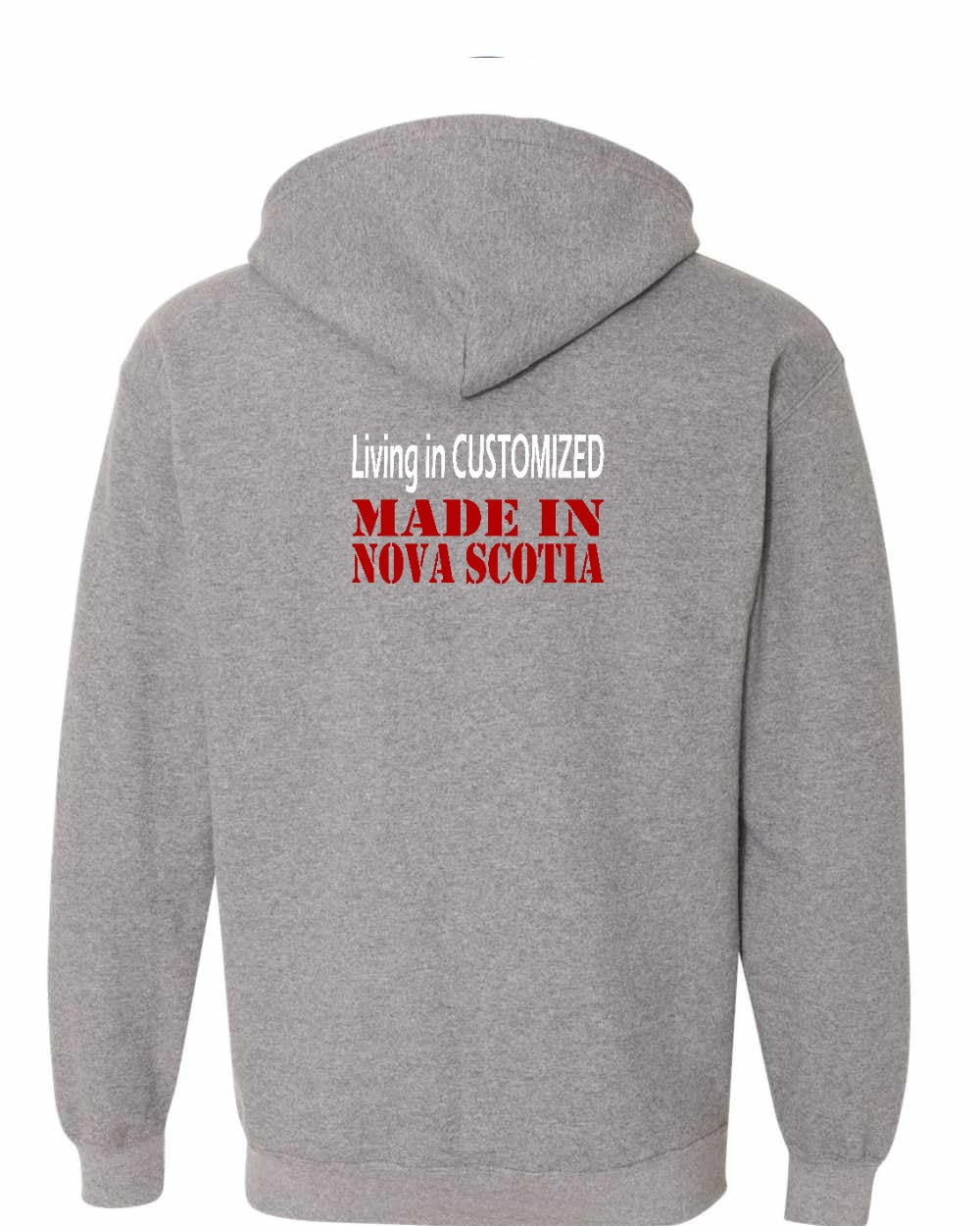 Living in Custom Made in Nova Scotia Left Chest and Back zip-hoodie