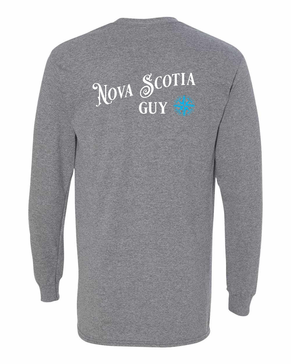 Nova Scotia Guy blue Left Chest and Back Long Sleeve Tee