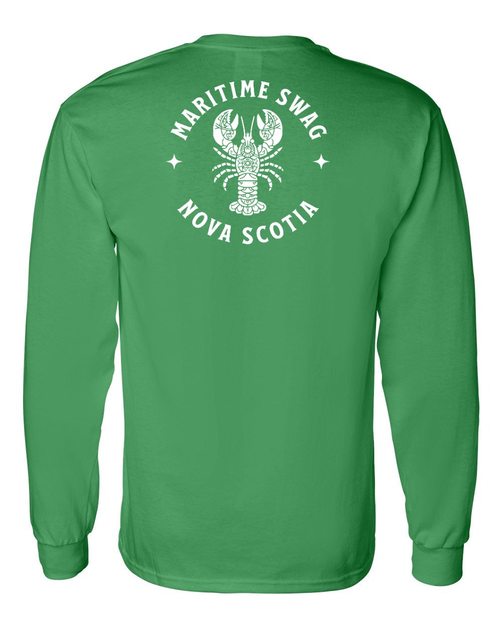 Maritime Swag Nova Scotia Mandala white Lobster Left Chest and Back Long Sleeve Tee