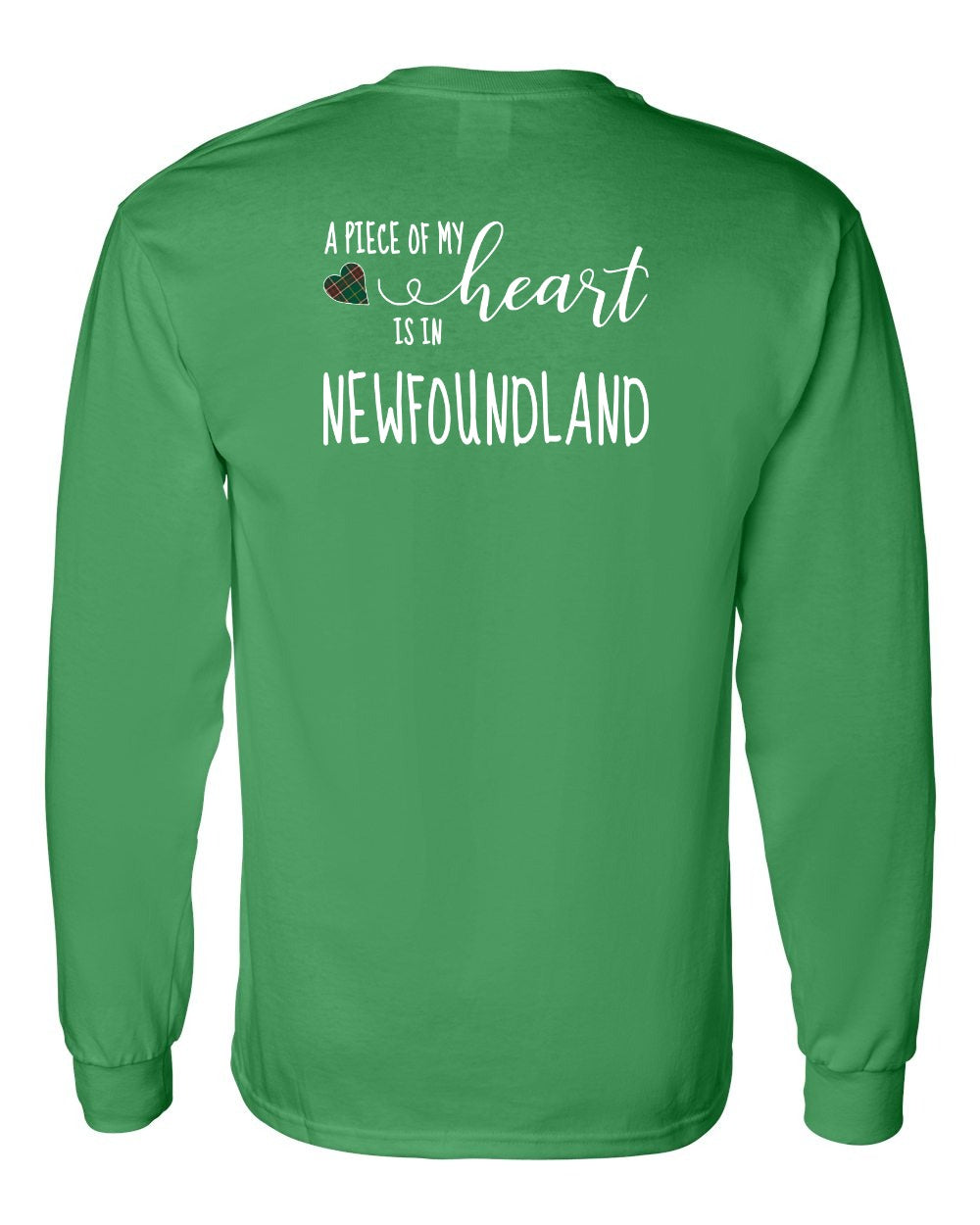 A piece of My heart in Newfoundland (Tartan Heart) Left Chest and Back Long Sleeve