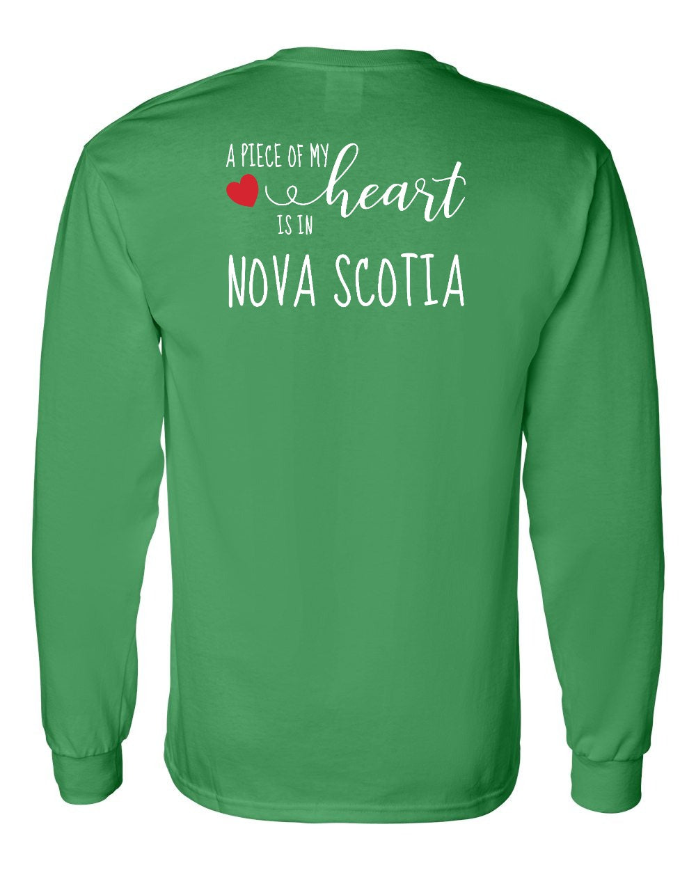 A piece of My heart in Nova Scotia (Red Heart) Left Chest and Back Long Sleeve Tee