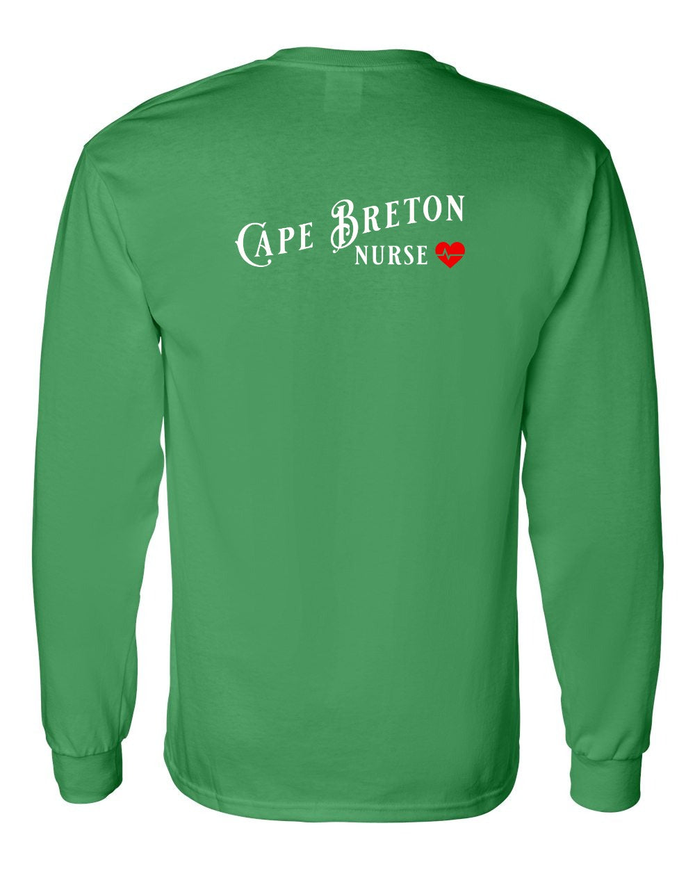 Cape Breton Nurse Left Chest and Back Long Sleeve Tee