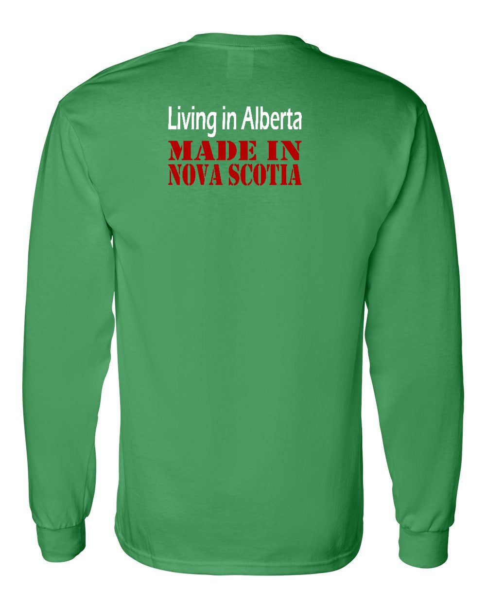 Living Alberta Made in Nova Scotia Left Chest and Back Long Sleeve Tee