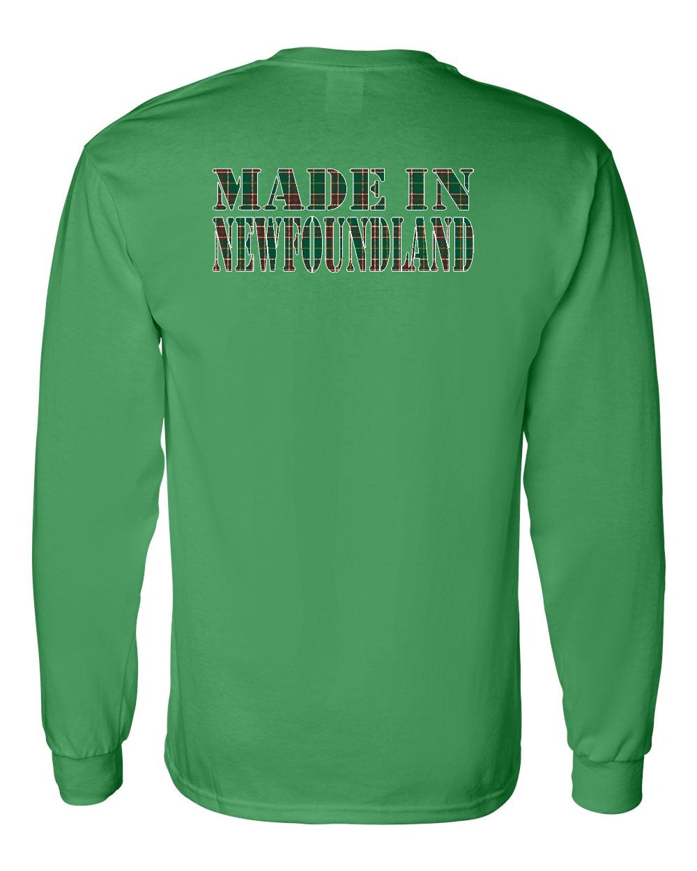 Made In Newfoundland ( Tartan Lettering) Left Chest and Back Long Sleeve