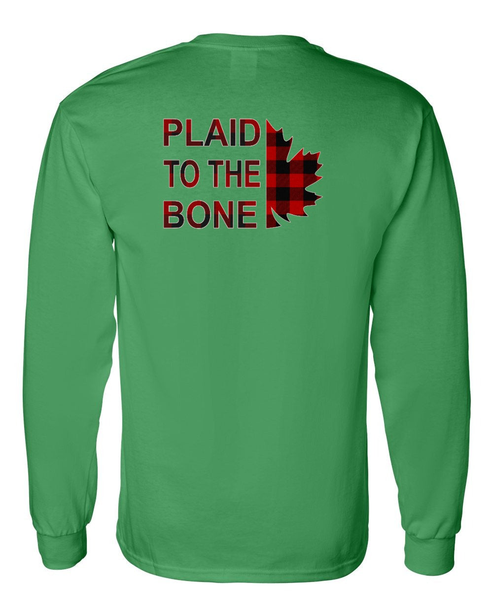 Plaid to the Bone Stacked Leaf Left Chest and Back Long Sleeve